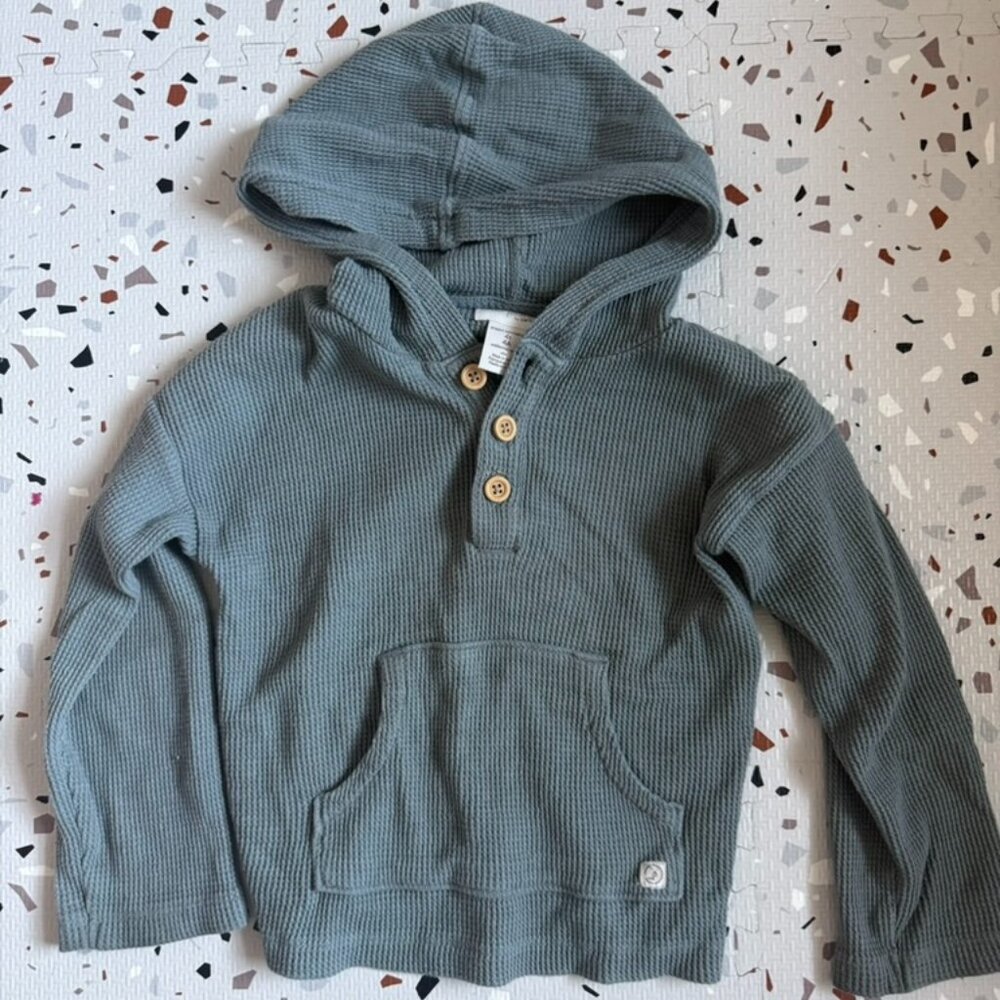 Little Planet Hooded Waffle Hoodie, Green/Blue